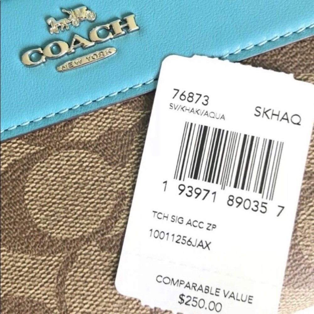 ❌SOLD❌3pc Leather COACH SET Aqua Bag/Wallet/Pouch - Picture 5 of 8